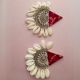 Red Printed Fabric Earrings With Shells